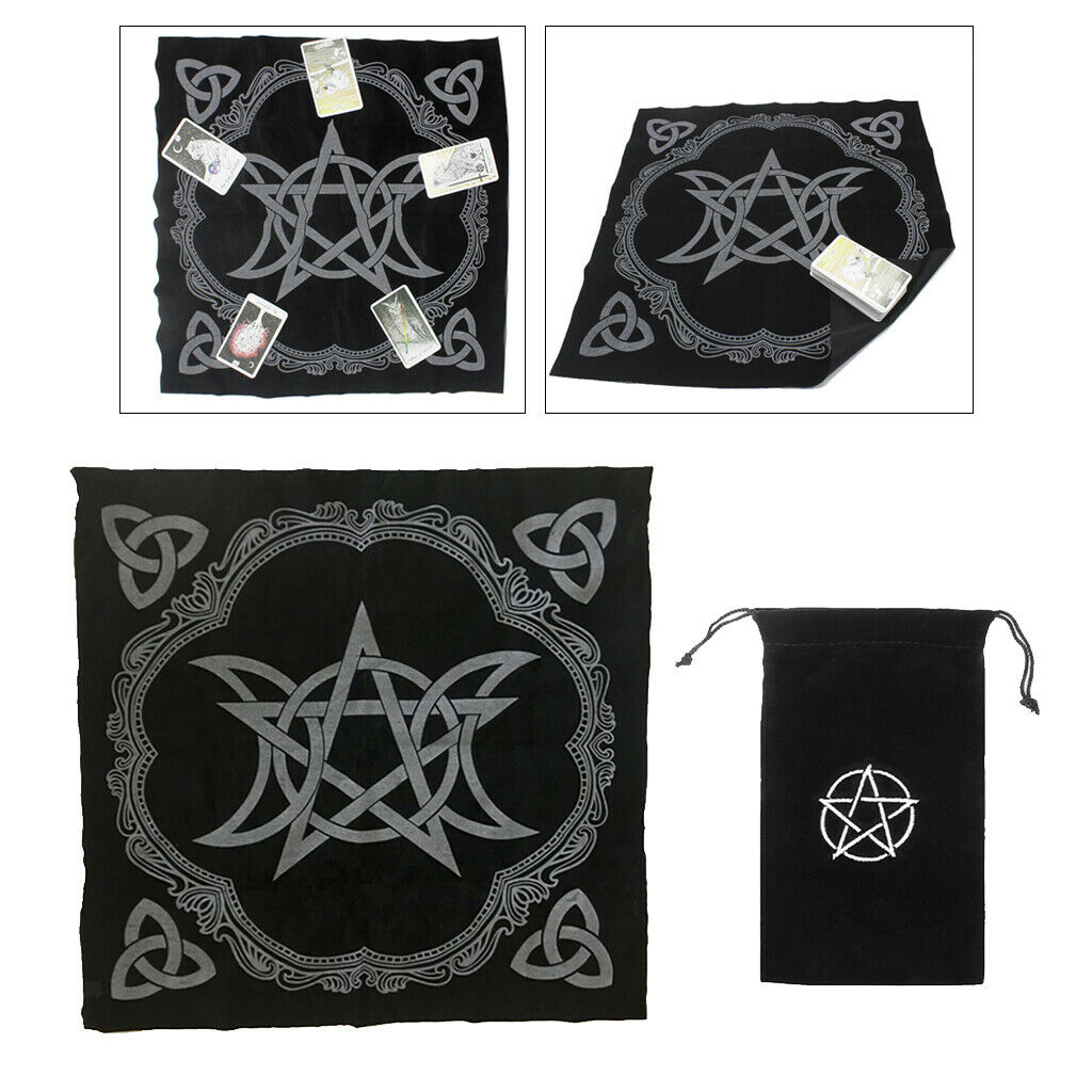 1 Set Altar Tarot Table Cloth Pentagram 49cm +Tarot Card Bag with Drawstring