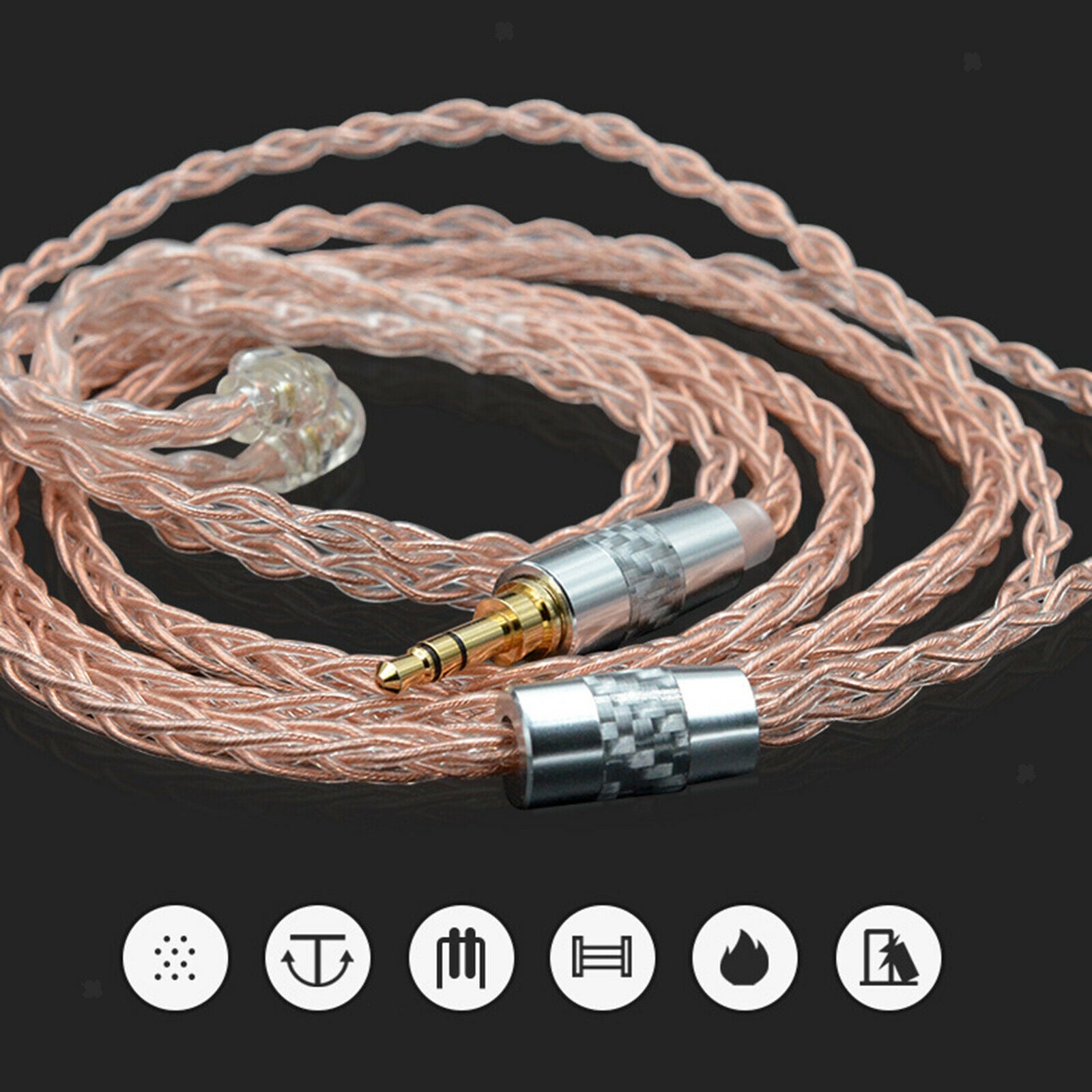8Core Copper Headset Cable Cord Replacement 1.2m for KZ DQ6 ZSX ZAX ZSN