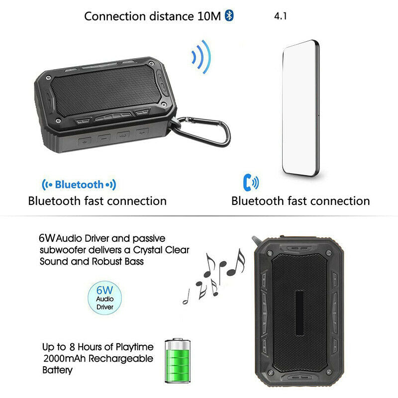 Portable Speaker Bluetooth Wireless Speakers V4.1 IP67 Water Dust Proof Built-G9