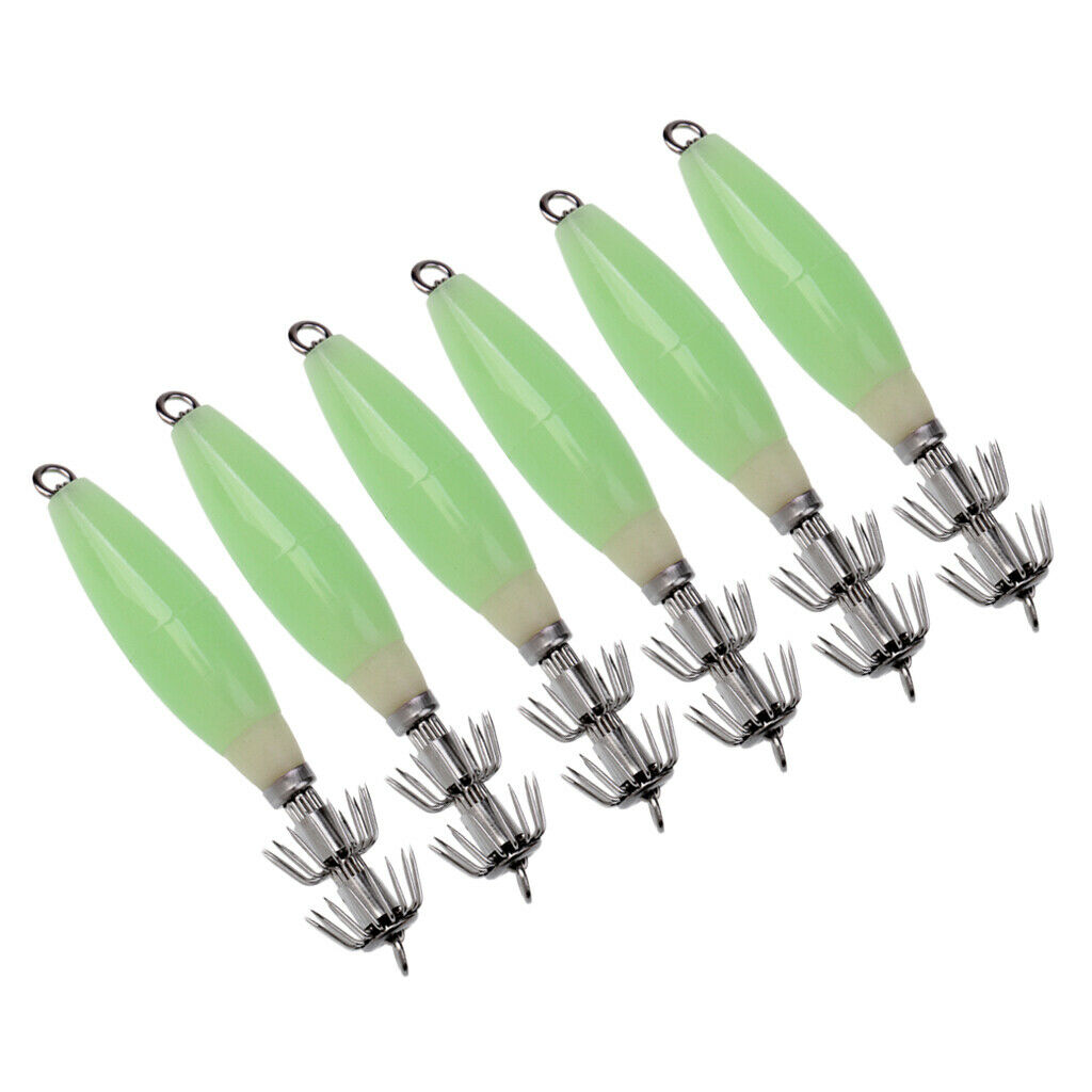 6   Pieces   Luminous   Squid   Jig   Hook   Saltwater   Fishing   Lure   Bait