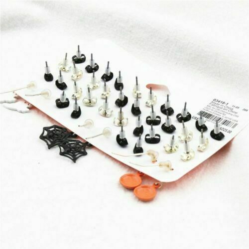 20 Pairs Women Girl Bat Pumpkin Lamp Spider Halloween Christmas Stud Earring Set