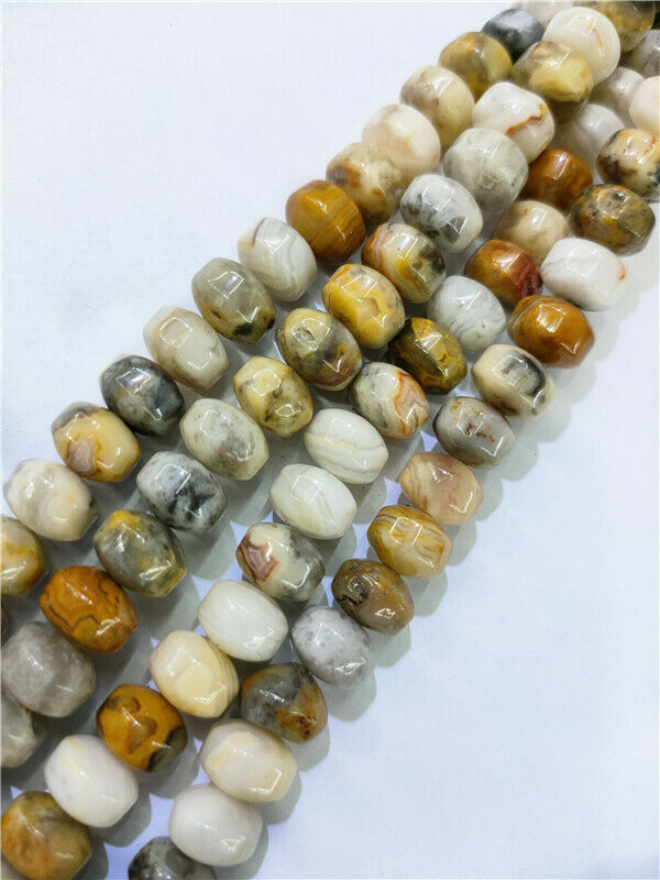 1 Strand 9x7mm Yellow Crazy Lace Agate Rondelle Wheel Spacer Beads 15.5" HH117