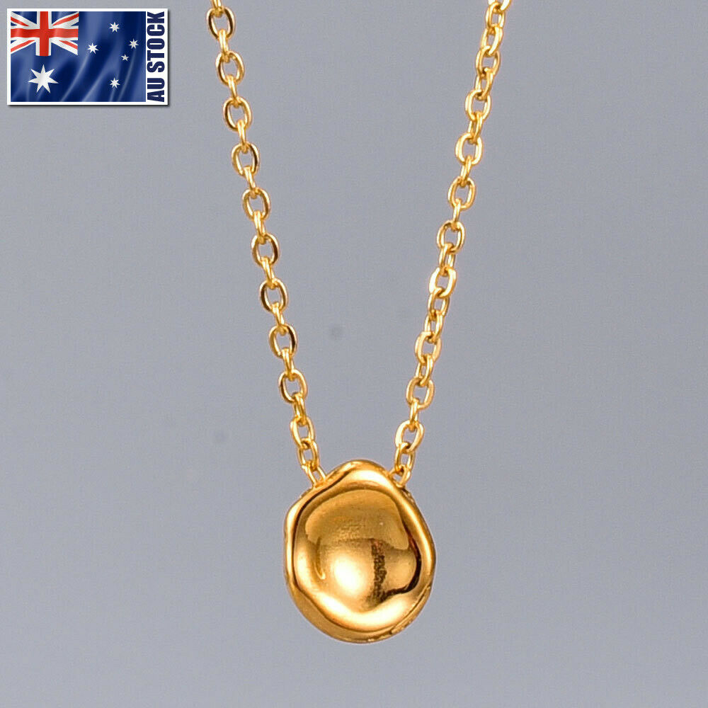 Woman Stainless Steel Elegant Golden Drop Pendant Charm Necklace Stunning Gift