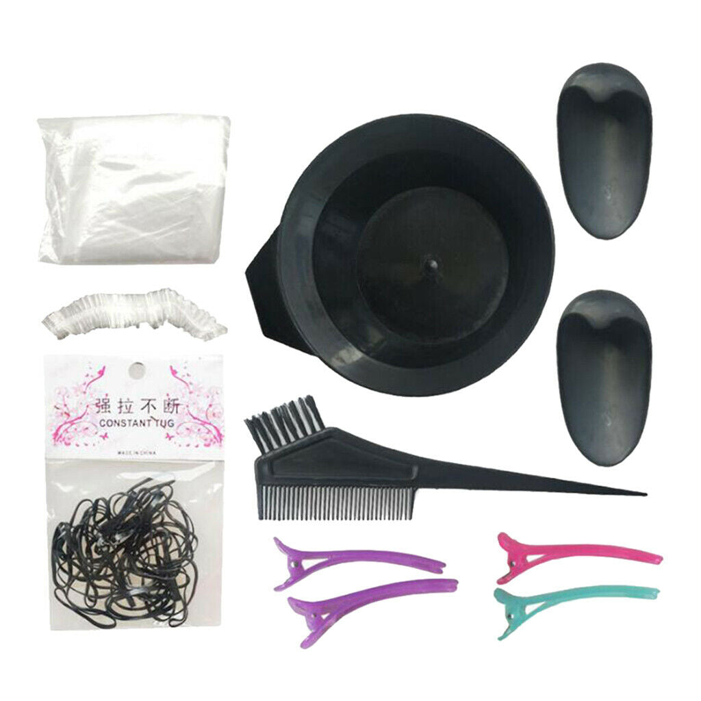 11x Professional Hair Color Kits Barber Tools Brush Disposable Bowl Earmuffs