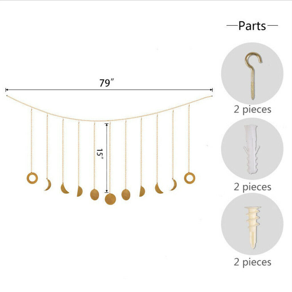 Wall Hanging Lunar Moon Phase Pendant Wall Art Chain for Bedroom Kids Room