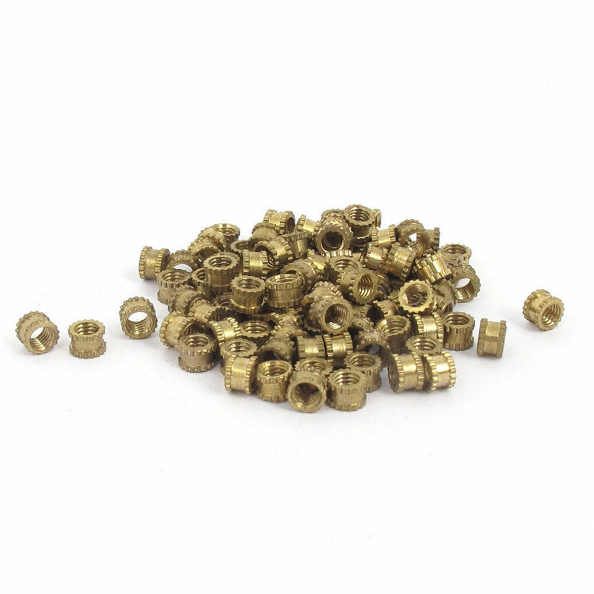 M3x3mm Brass Cylinder Knurled Threaded Round Insert Embedded Nuts 100PCS