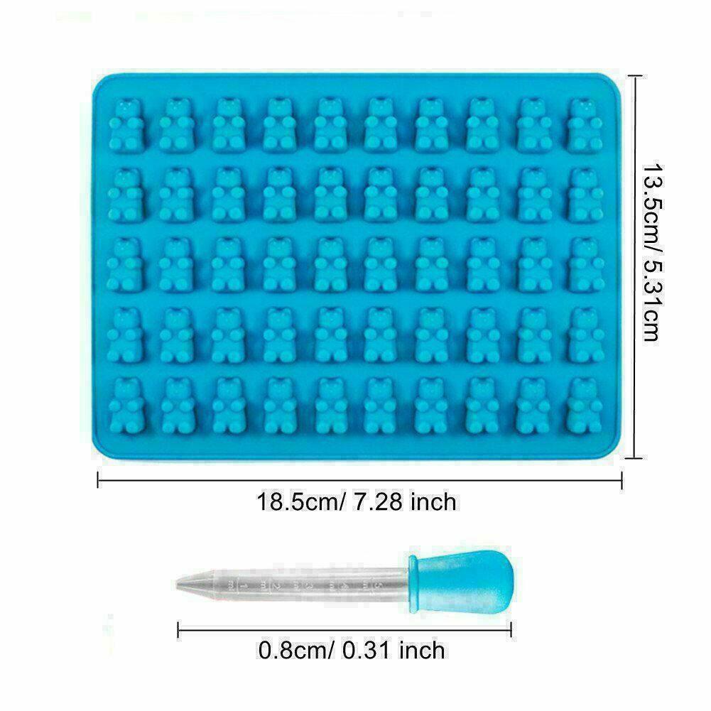3X 50-Cavity Silicone Gummy Bear Chocolate Mold Candy Tray Moulds . Maker P5Z4