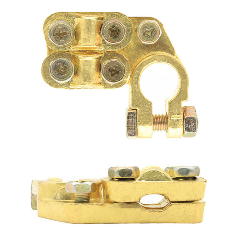 2x Solid Brass Heavy Duty Battery Top Post Cable Terminal Wire Terminals 5 Screw