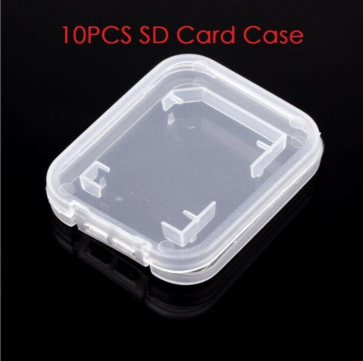 10PCS Transparent Standard SD SDHC Memory Card Case Holder Storage Box Plastic