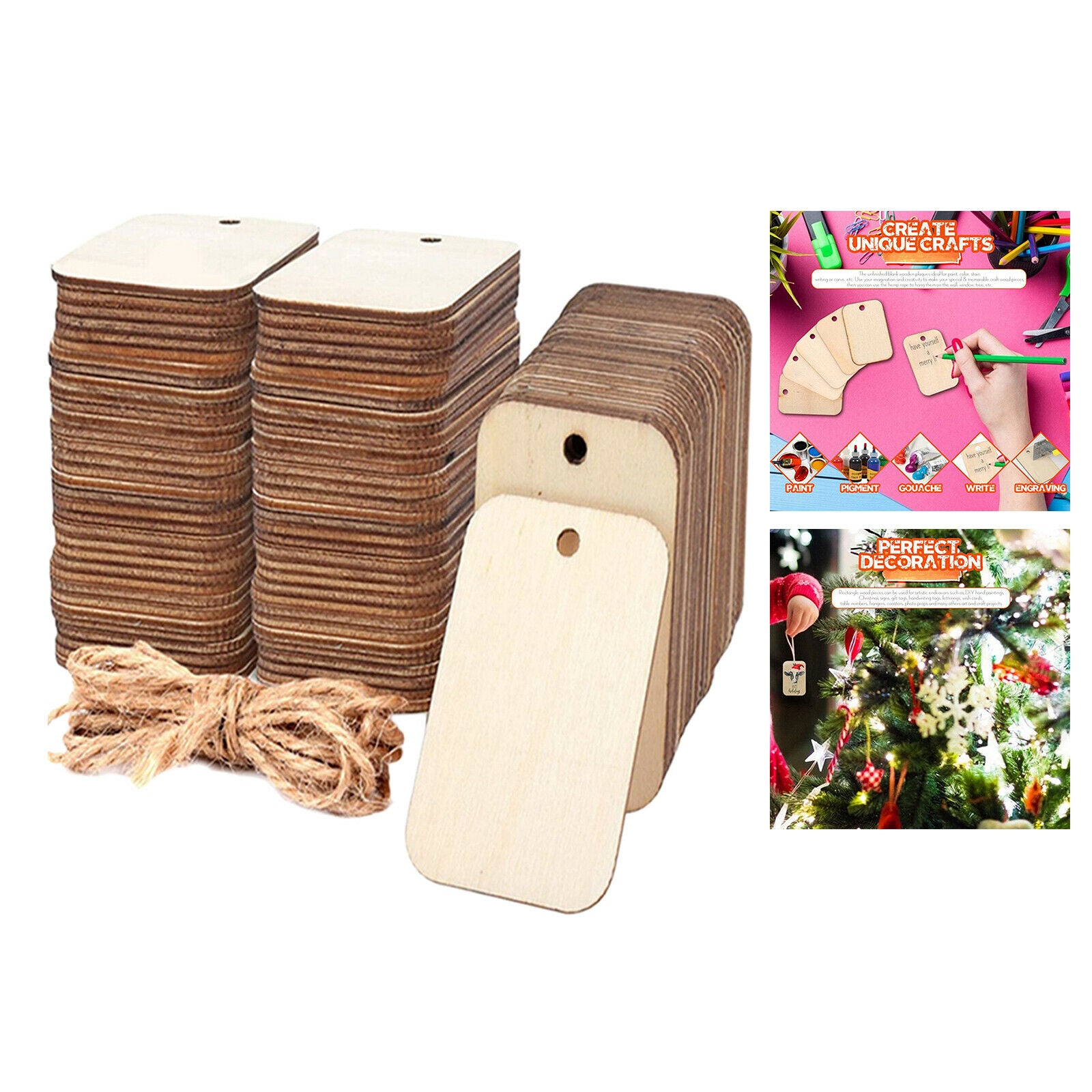 100Pcs Wooden Pendant Ornaments with Holes Decorations for Halloween Holiday