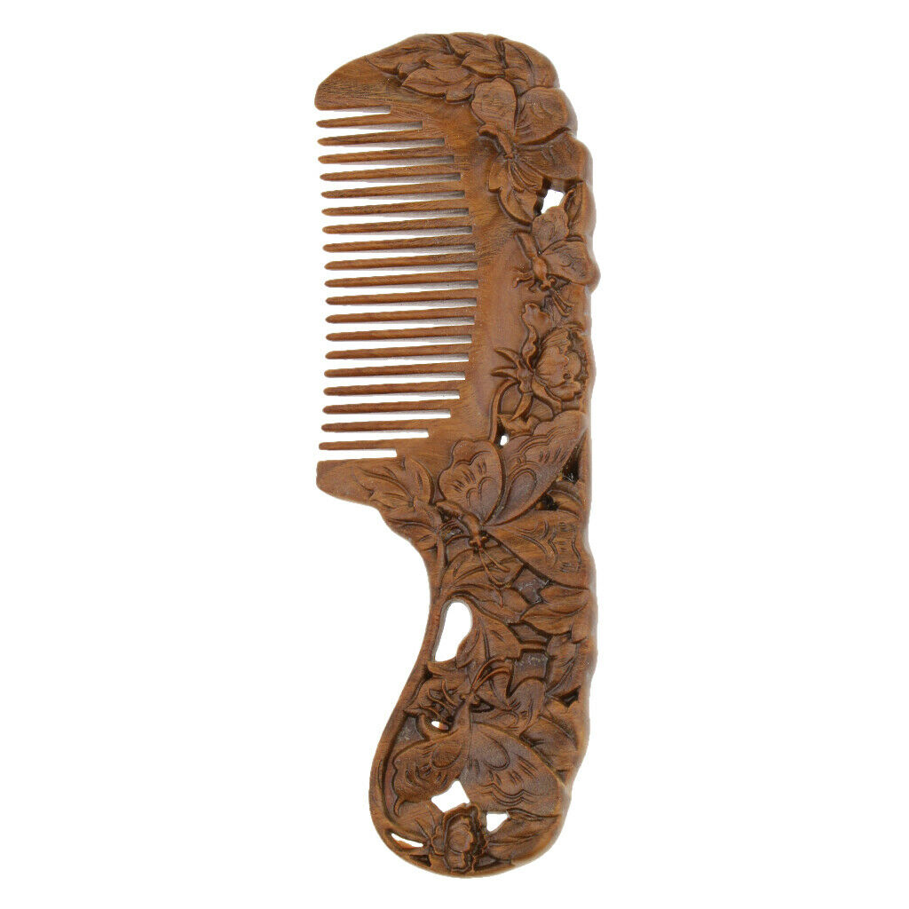 Natural Sandalwood Horn Comb Handmade Comb Wide Teeth Comb, Antistatic