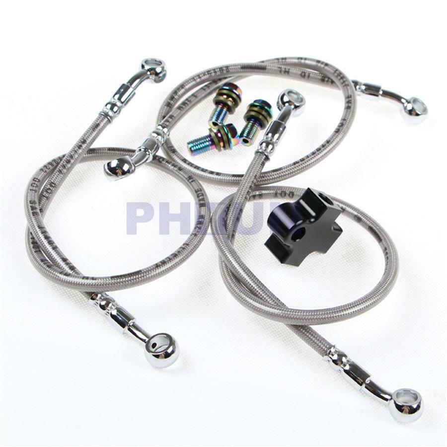 3-Way Tubing Bracket Kit Oil Pipe Screw Tubing Tee For Motorcycle Brake System