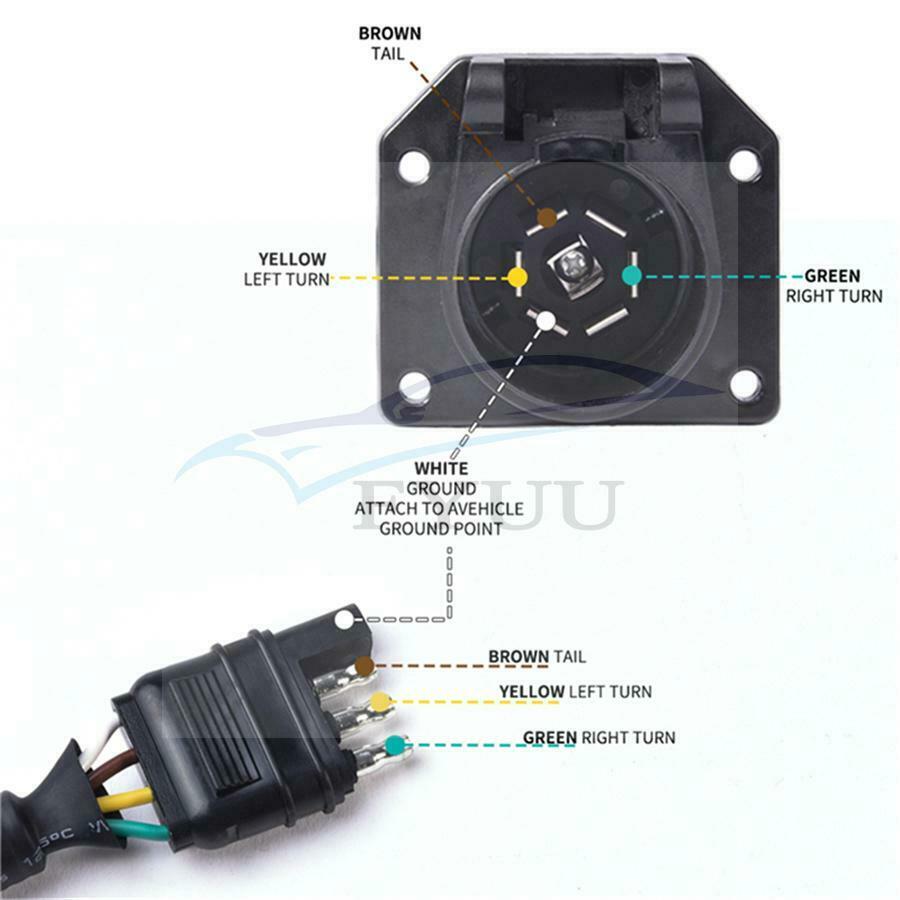 4-Way Flat to 7 Pin Trailer Truck Electric Converter Adaptor Tow Bar Plug Tool