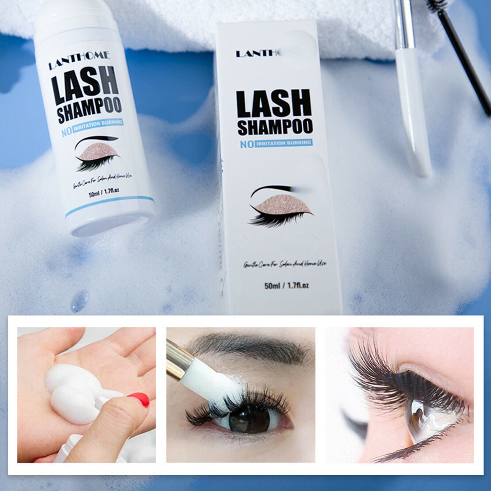 Eyelash Extension Shampoo Lash Foam Cleanser Gentle Formula for Mascara 50ml