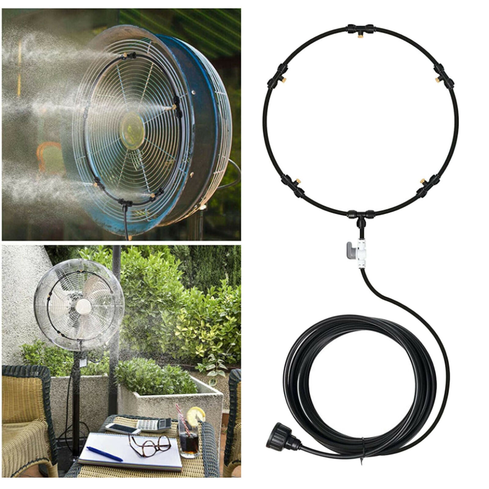 Misting System Water Mist Nozzles Fan Cooling Greenhouse Garden Irrigation