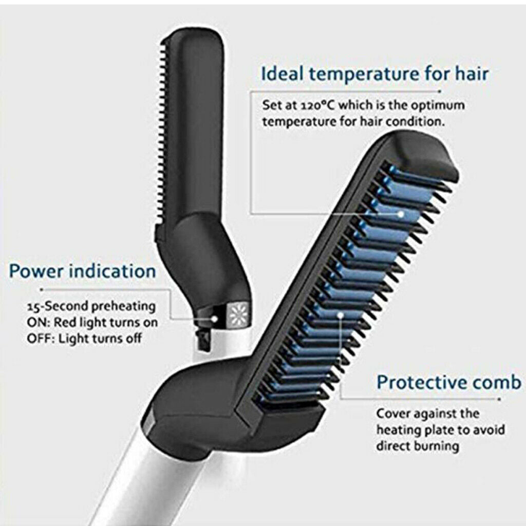 Electric Hair Styling Comb Heated Beard Straightener Hair Curling Brush