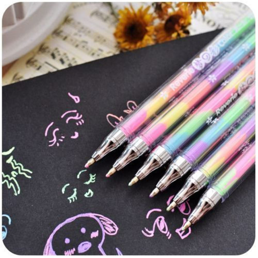 1x Gradient 6 Colors in 1 Pen Office Students Gel Pens Ink Pen Writing Tools Hot