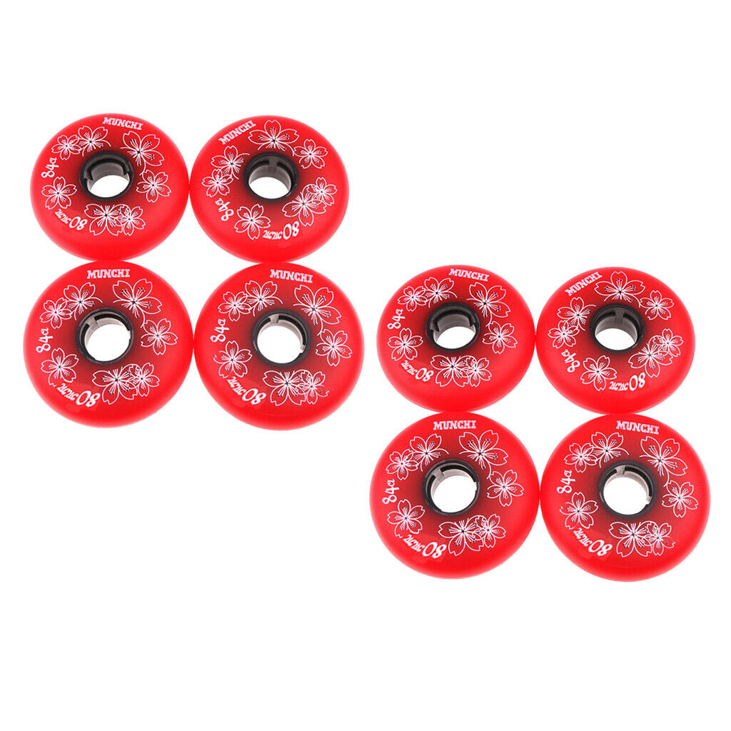 8X INLINE SKATE WHEELS INLINE ROLLER HOCKEY FITNESS SKATE REPLACEMENT WHEELS