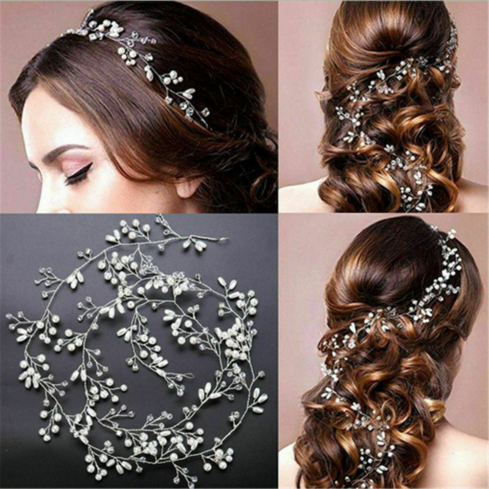 Fashion Pearls Wedding Hair Vine Crystal Bridal Accessories Diamante Headpiece