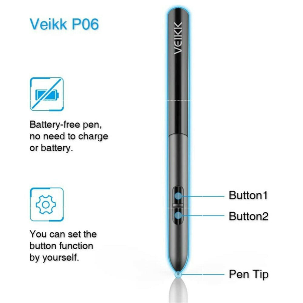 Ultra-Thin VEIKK S640 Drawing Tablet Graphic Drawing Tablet 6x4 Inch Pen Tablet