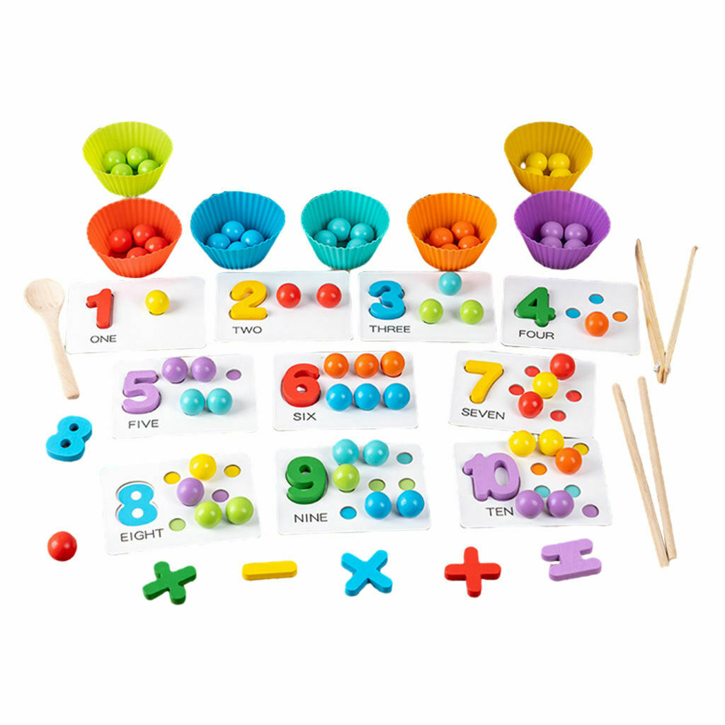 Clip Bead Hands Brain Training Wooden Digital Durable for Activities Toddler