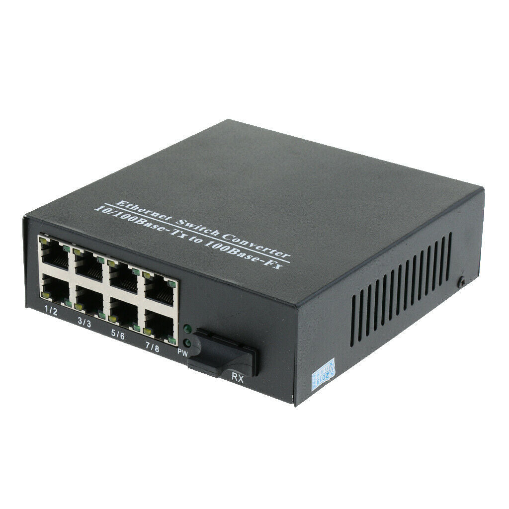 10/100Mbps Fiber Optic Ethernet Media Converter Gigabit 8 Plug