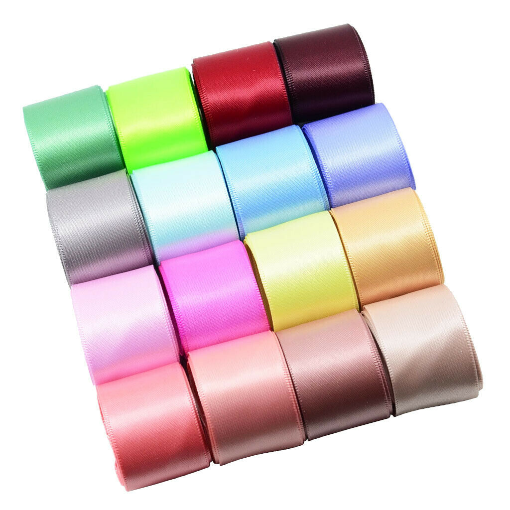 16 Pcs 1 Yard Polyester Satin Ribbons Sewing Trim for DIY Hair Bow