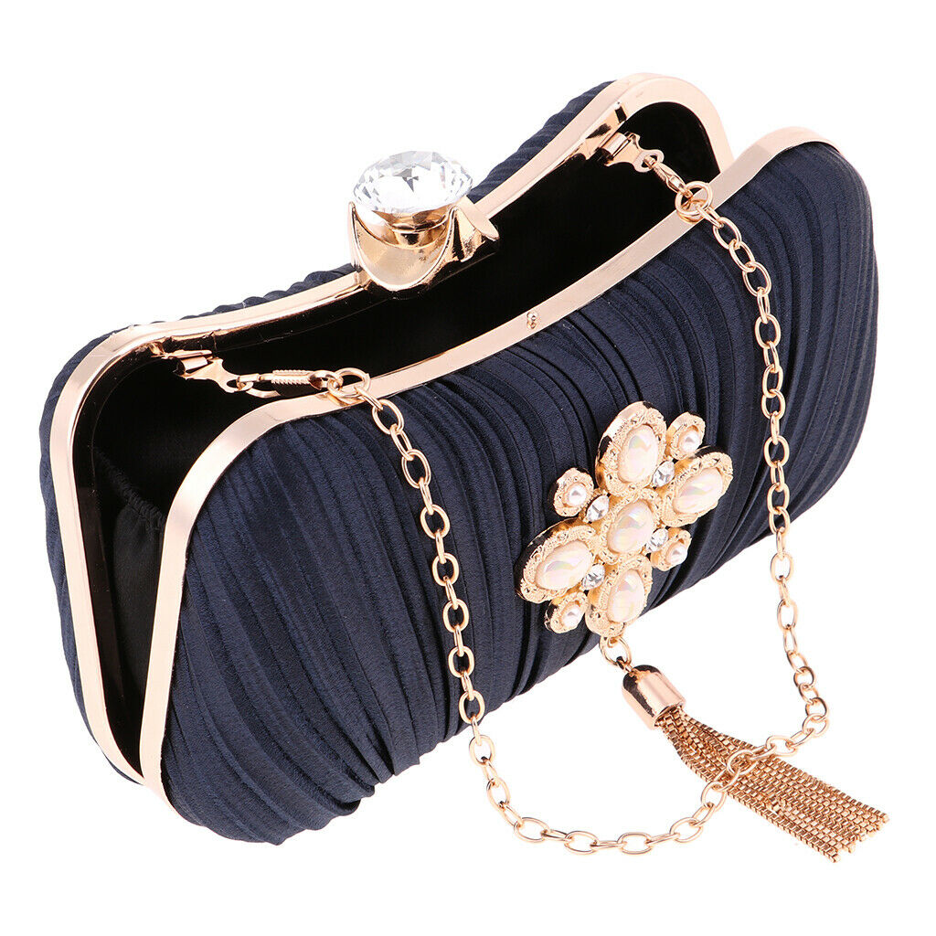 Womens Crystal Diamante Clutch Bag Evening Bridal Bag Wedding Prom Handbag black