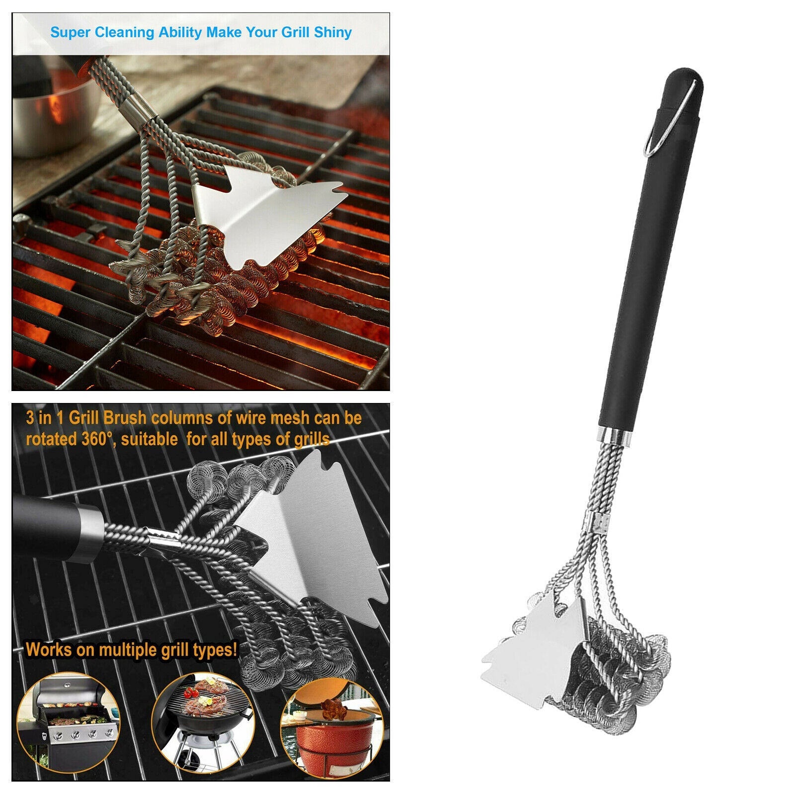 Remover Barbecue Grill Brush Stainless Steel Heat Resistance BBQ Gas Charcoal