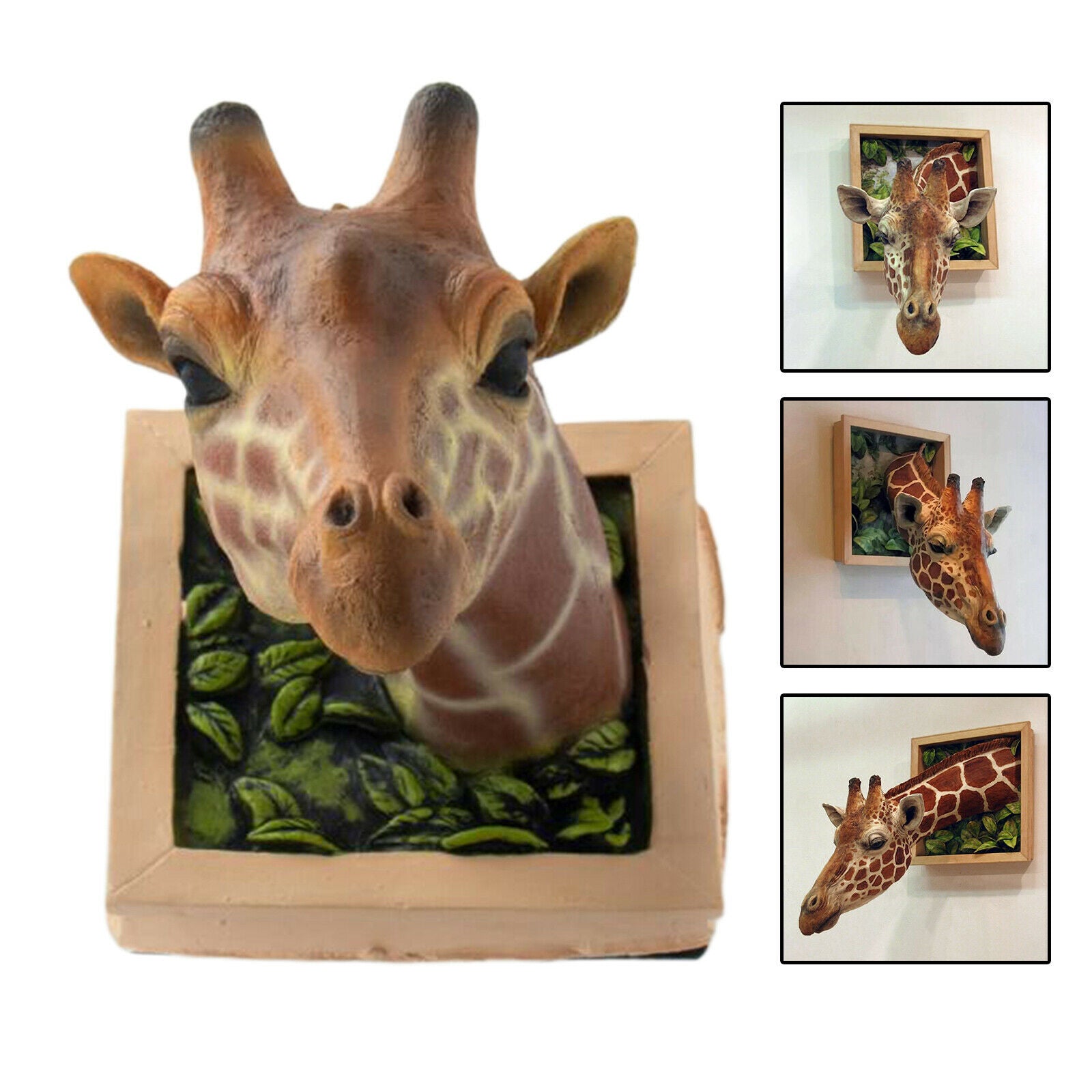 Giraffe Head Wall Mounted Statue Home Garden Bedroom Background Decoration