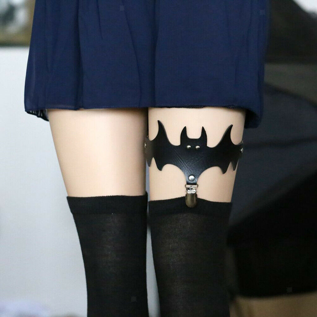 2x Gothic Black Leg Ring Bat Wings Leg Garter Belt for Women Halloween Gifts