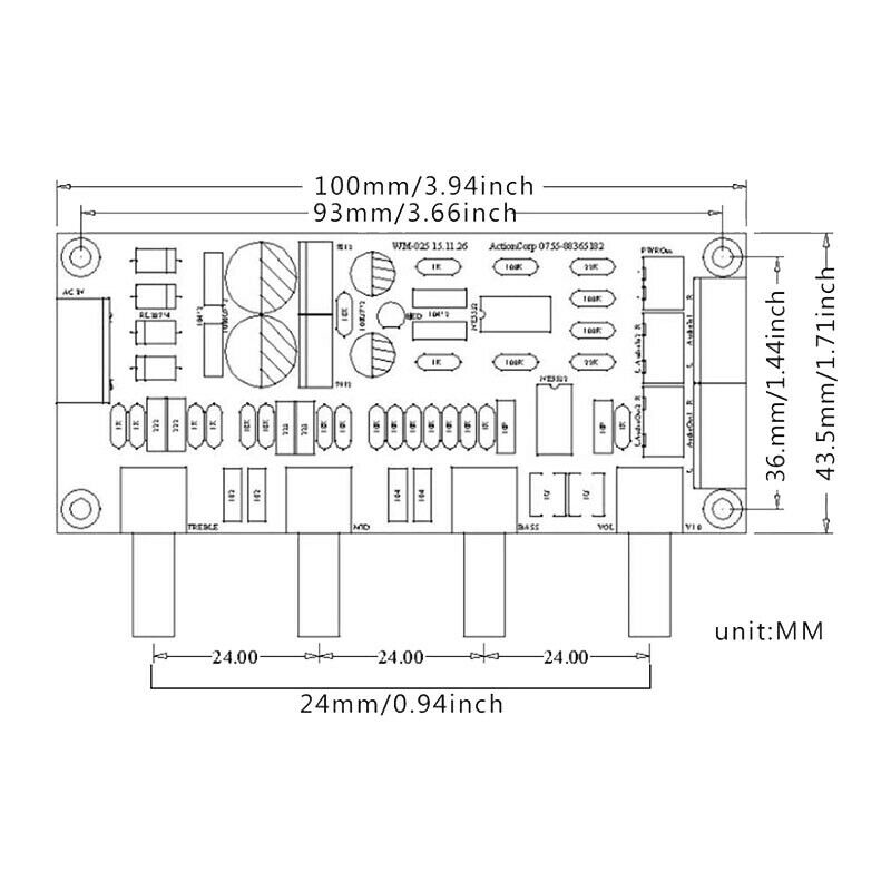 HiFi Preamp NE5532 Pre-Amplifier Volume Tone Control Board Kits AC 12V OP-AMP M4