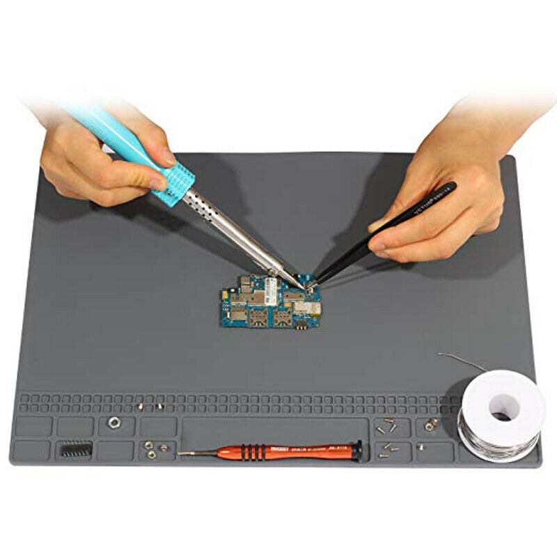 Anti Static Heat 35x25cm Insulation Magnetic Silicone Pad Desk Solder Repair HN