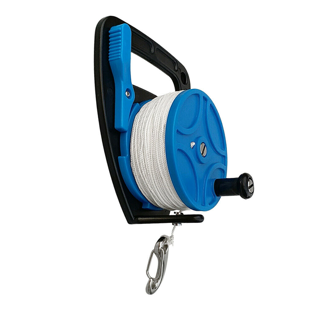 Blue Scuba Diving Diver SMB Dive Wreck Reel w/ Handle, 272ft Line, Snap Hook