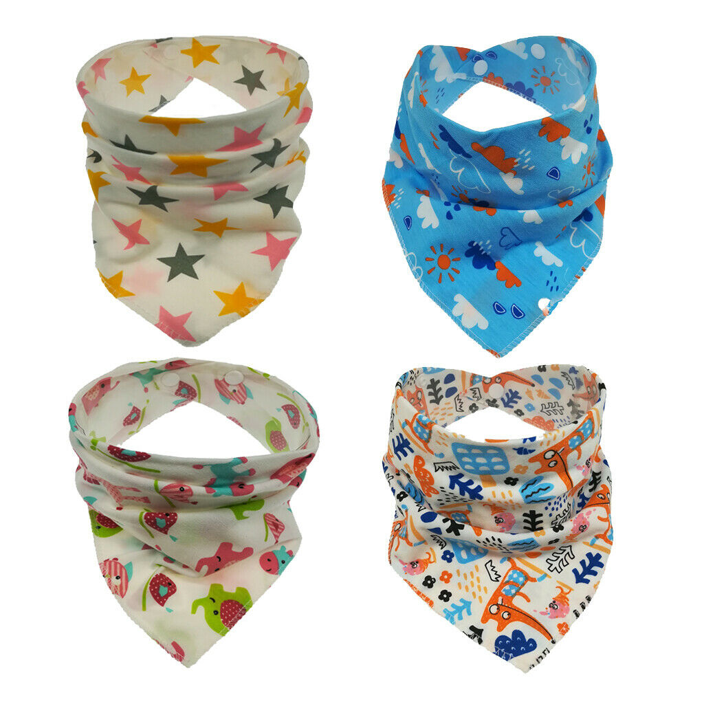 4pieces Soft Triangle Infant Bibs Saliva Towel Teething Bibs Boys Accs Gifts