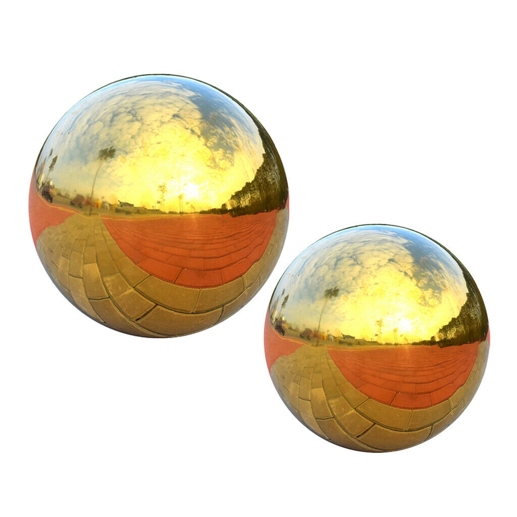 2Pcs - 304 Stainless Steel Gazing Ball Seamless Mirror Balls Sphere Hollow Ball