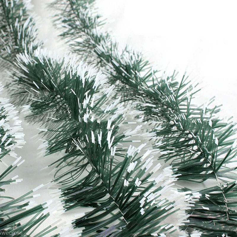 2M Long Dark Green & White Tinsel Christmas Decorations Tree Fashion Decor.l8