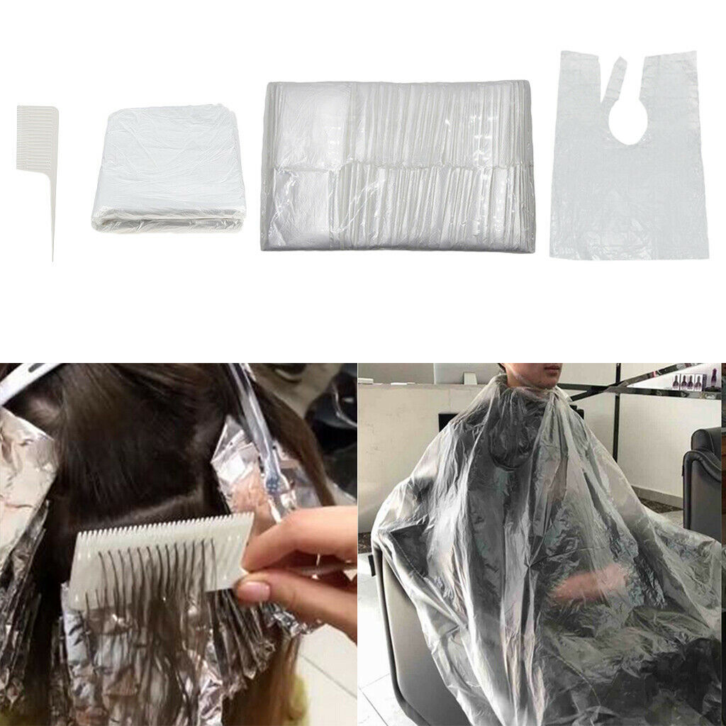 200x Disposable Hair Cutting Capes Gowns Stylist Barber Cloth Apron w/ Comb