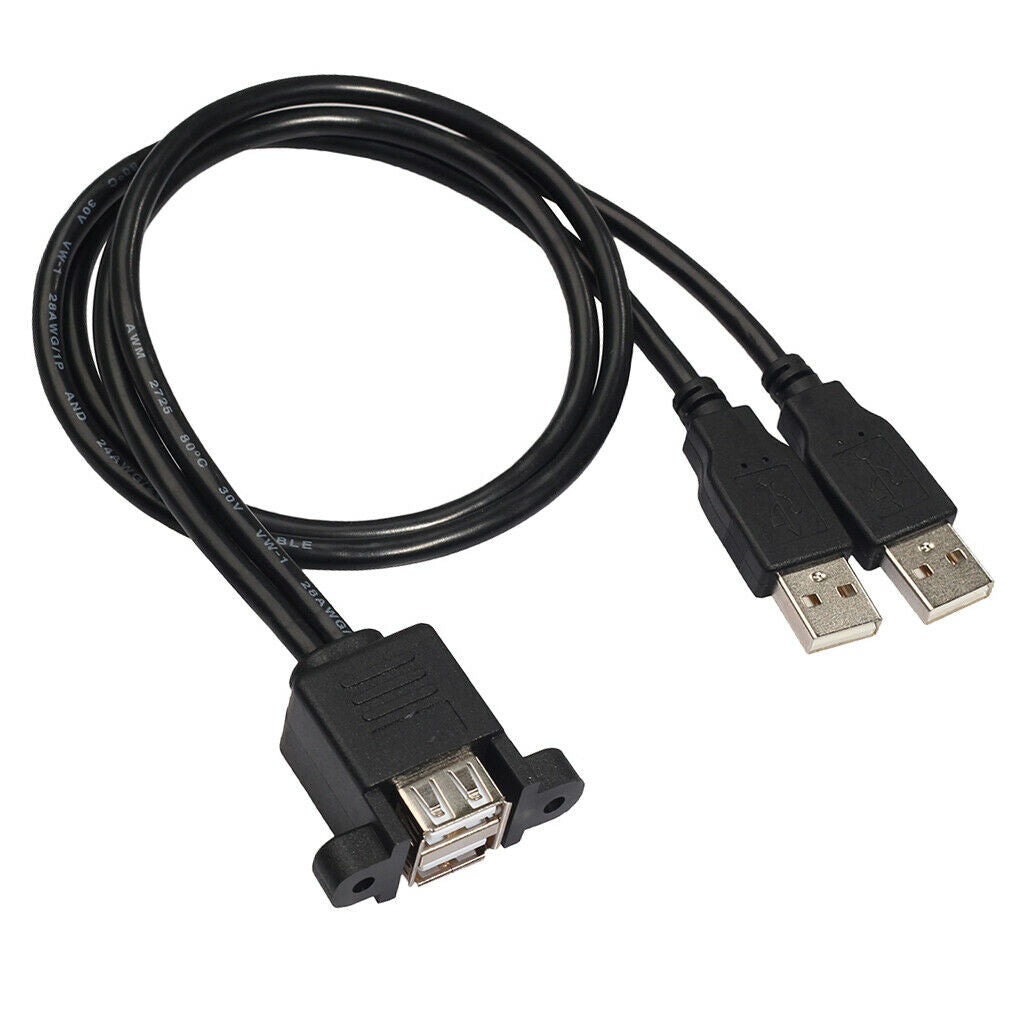 0.9ft Soft Tensile Dual USB2.0 Male-Female Extension Cord w/ Fixed Orifice