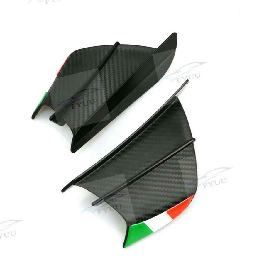 Pair Matte Carbon Fiber Look Winglets Wind Fin Spoiler Trim Cover Air Deflector