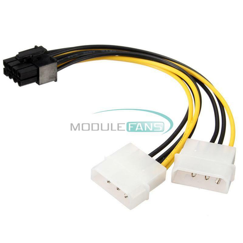 5'' 8 Pin PCI Express Male To Dual LP4 4 Pin Molex IDE Power Cable Adapter 16cm