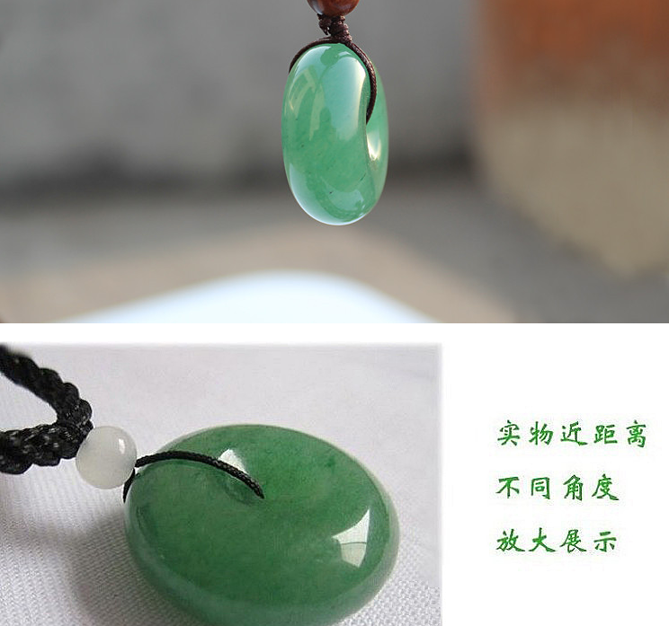 Fine Fashion Retro Green 100% Natural Jade Pendant Necklace Safety buckle