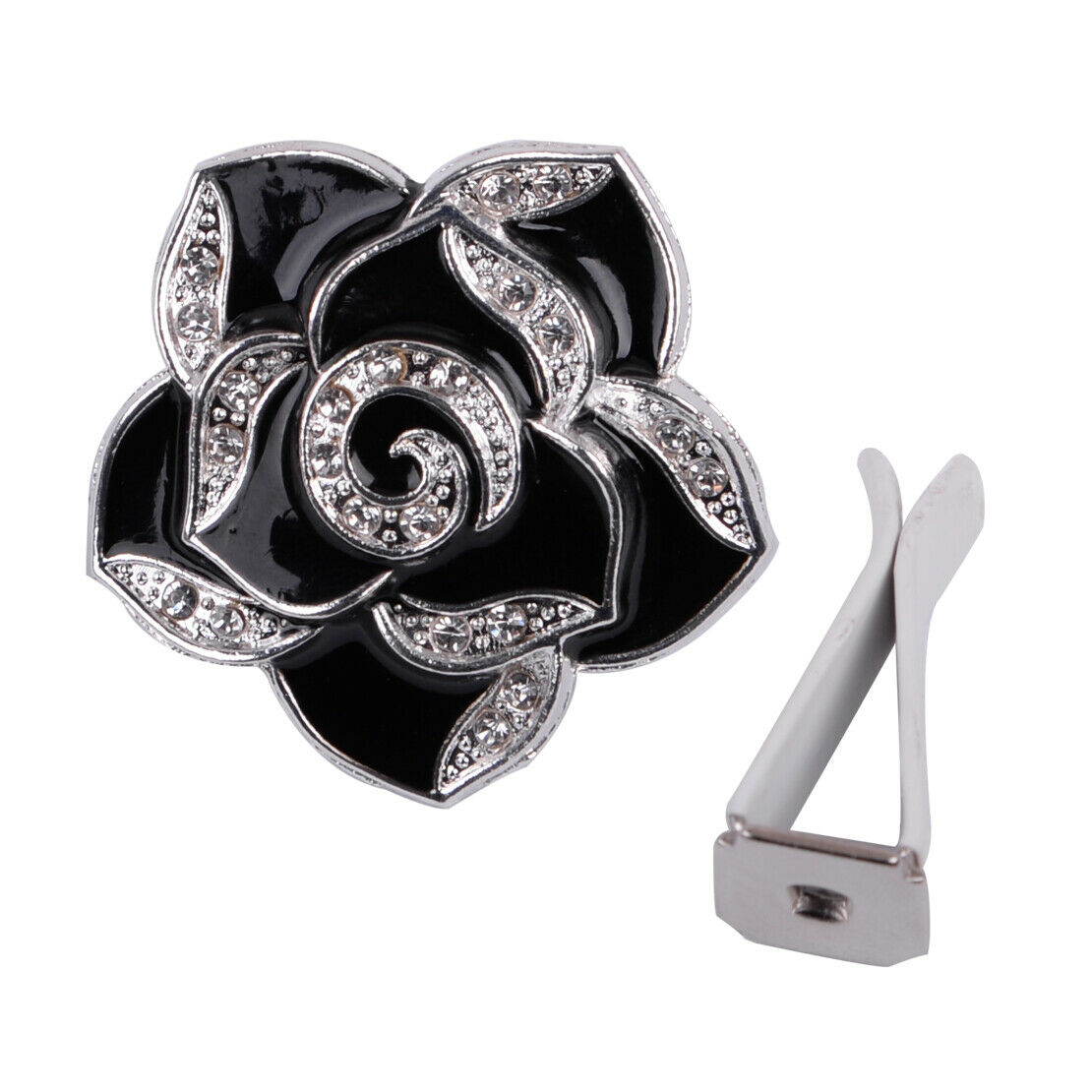 2Pcs White Rhinestone Flower with Clip Car Air Vent Perfume Freshener An