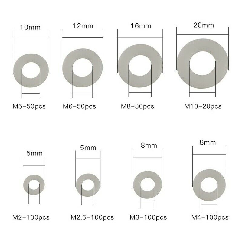 2X(550 PCS Nylon Flat Washers for Screws Washers Round Assorted Washers MulL3Z3)