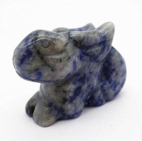 50x32x19mm Natural Blue Sodalite Carved Rabbit Decoration Statue Decor HH7646