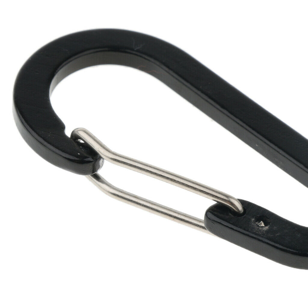 10Pcs Aluminum Carabiner Clip Snap Hook Spring Loaded Carabina Carbine  Black