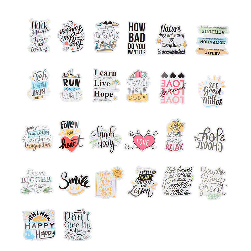 50x Motivational Phrases Quotes Waterproof Stickers For Diy Laptop Skateb.l8