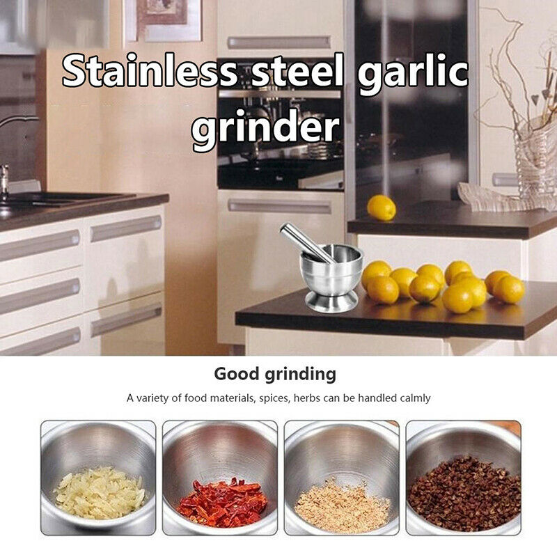 Mortar Pestle Pugging Pot Garlic Spice Grinder Pharmacy Herbs Bowl Mill GrinFCA