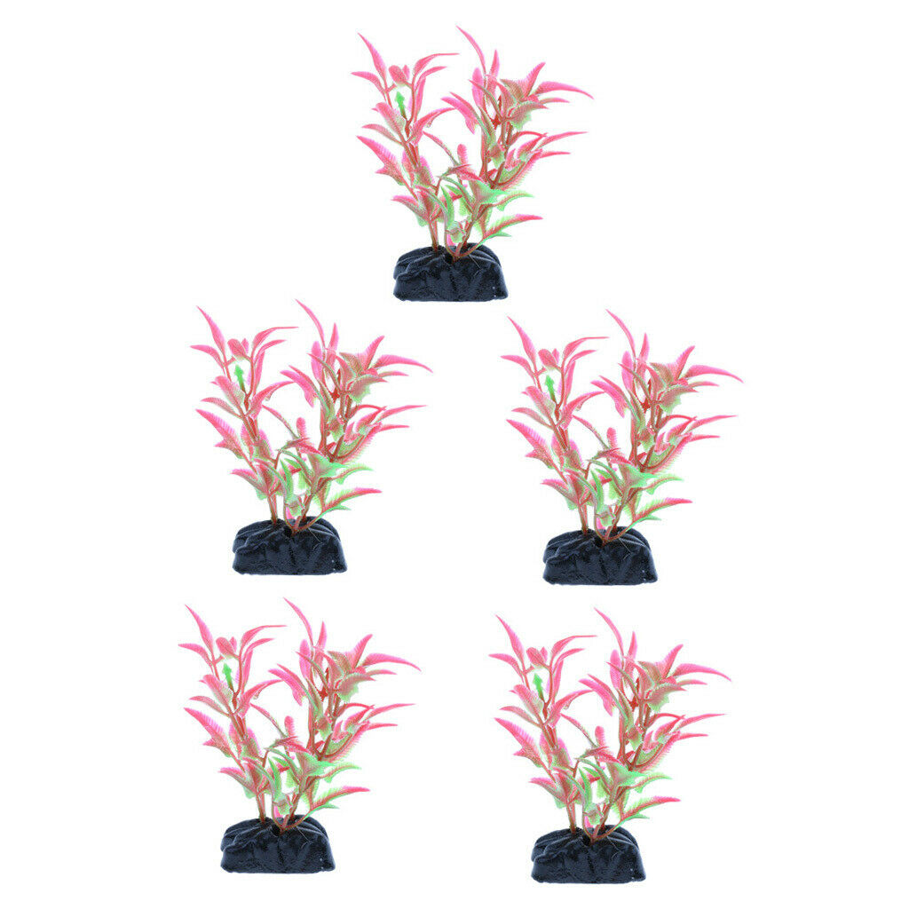 5pcs Artificial Plants for Aquarium Decorations Aquatic Plants Plastic Red