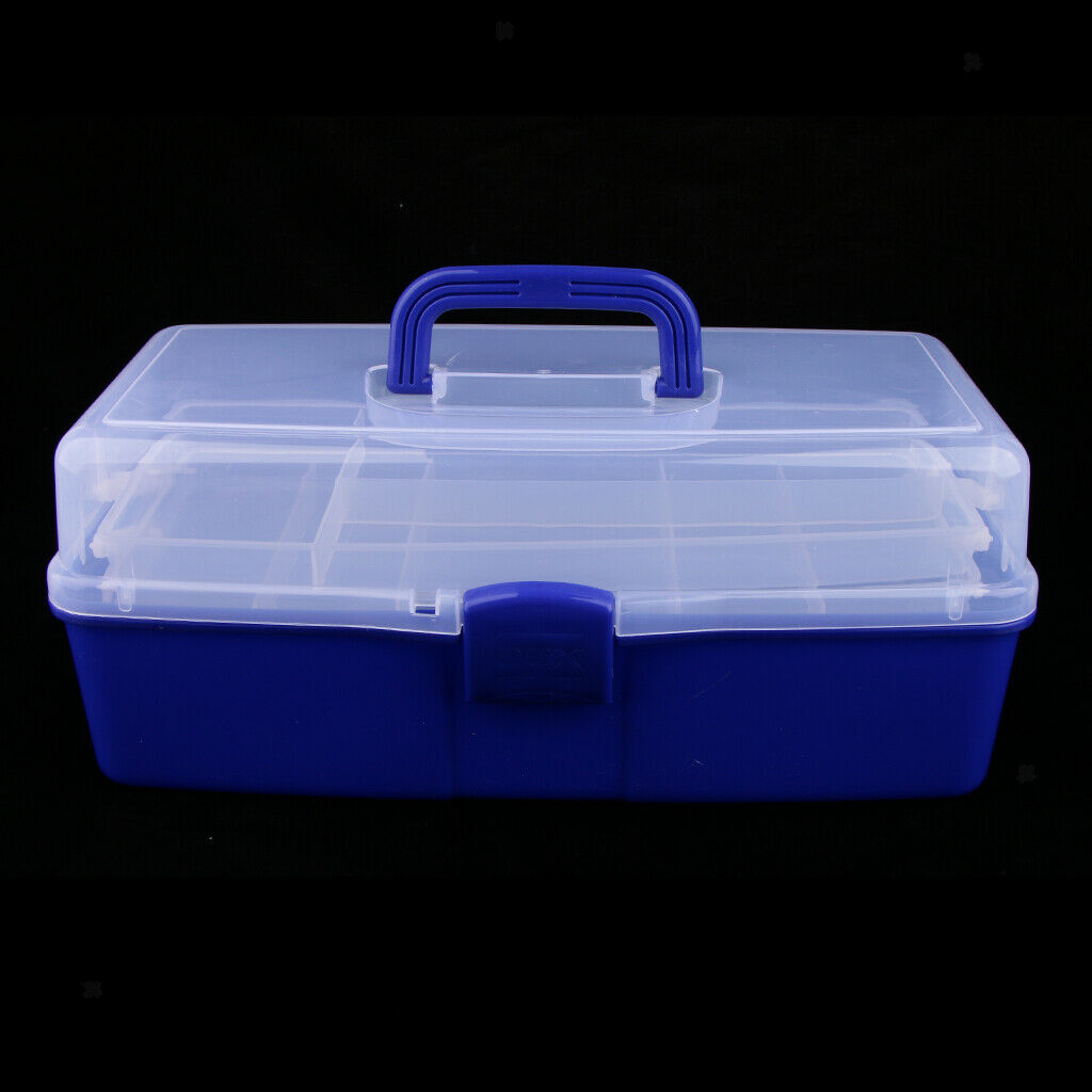 3 Tier Large Plastic Storage Box Case Nail Art Craft Makeup Organizer Blue